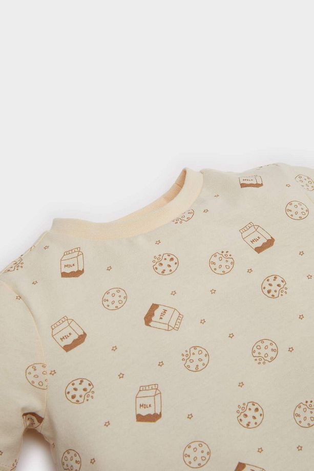 Erkek Bebek Pijama Takımı Desenli Kısa Kollu Penye Üst Beli Lastikli Şort E1187A525HS - 3