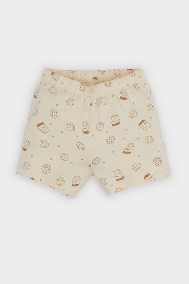 Erkek Bebek Pijama Takımı Desenli Kısa Kollu Penye Üst Beli Lastikli Şort E1187A525HS - 2