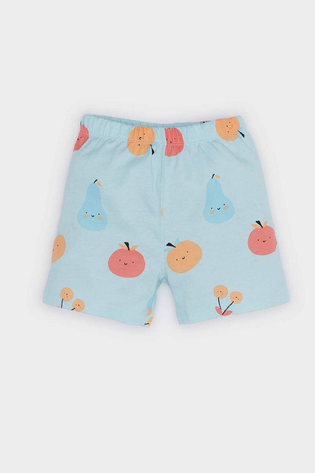 Kız Bebek Pijama Takımı Desenli Kısa Kollu Penye Üst Beli Lastikli Şort E9604A525SM - 2