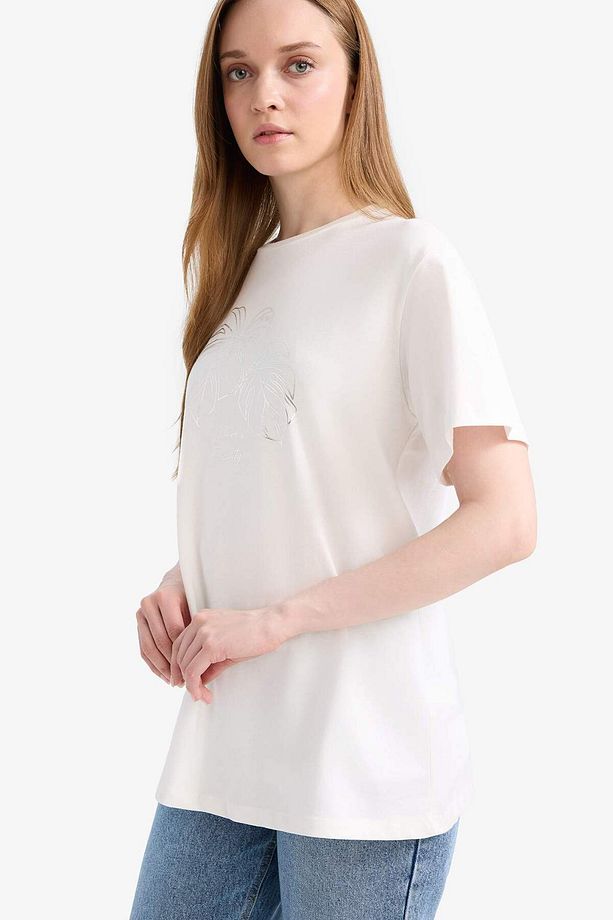 Regular Fit Bisiklet Yaka Baskılı Kısa Kollu Tunik F5124AX25SM - 3
