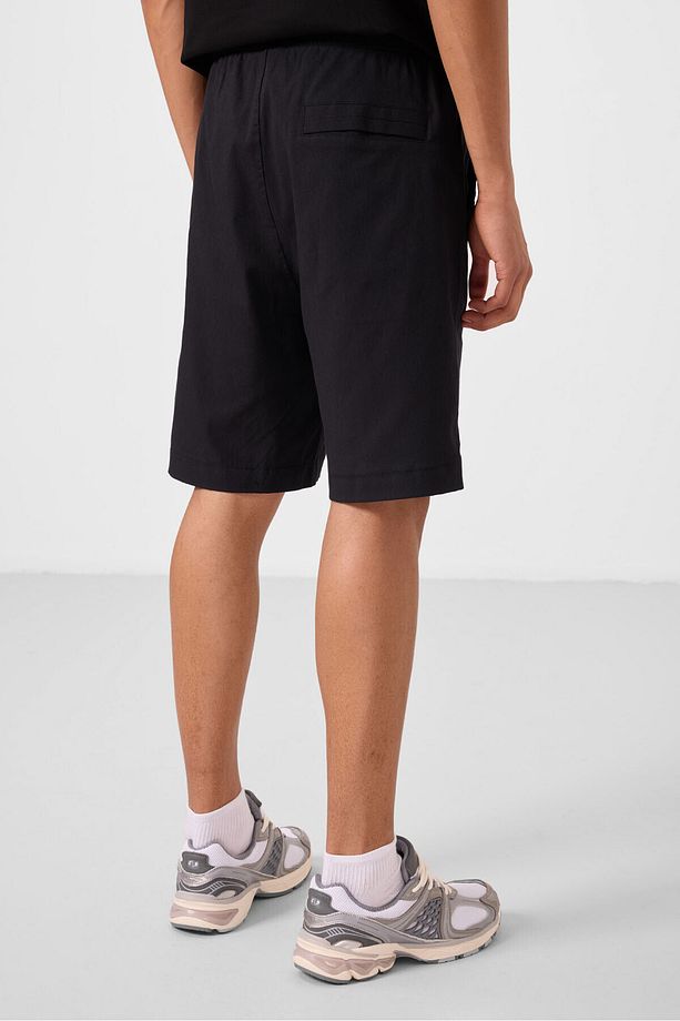 Siyah Standart Fit Dokuma Hafif Esnek Chino Erkek Şort - 81293 - 8