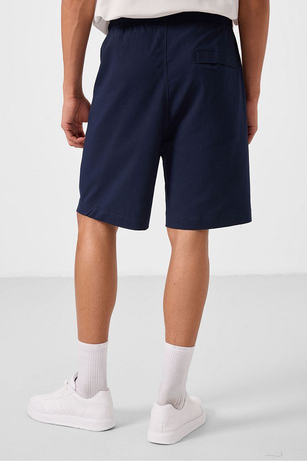 Lacivert Standart Fit Dokuma Hafif Esnek Chino Erkek Şort - 81293 - 8