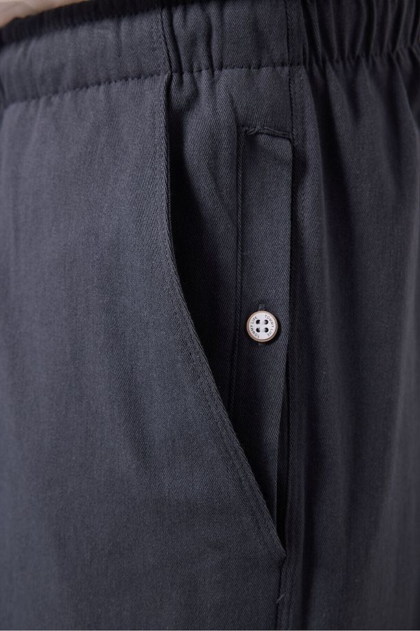 Gri Standart Fit Dokuma Hafif Esnek Chino Erkek Şort - 81291 - 5