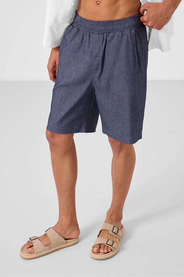 Kot Lacivert Standart Fit Dokuma Hafif Esnek Chino Erkek Şort - 81289 - 3