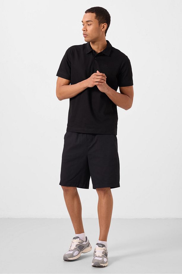 Siyah Standart Fit Dokuma Hafif Esnek Chino Erkek Şort - 81293 - 7