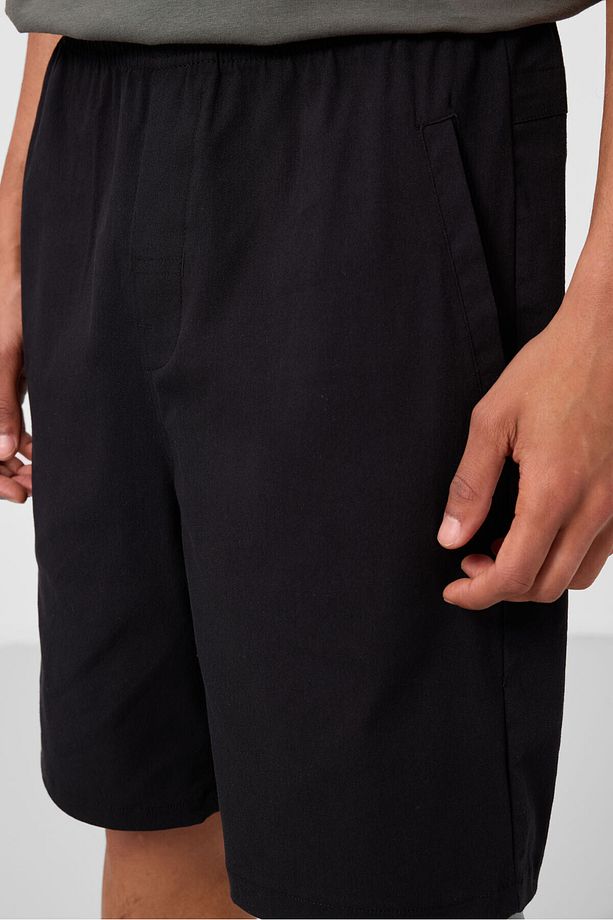 Siyah Standart Fit Dokuma Hafif Esnek Chino Erkek Şort - 81292 - 6