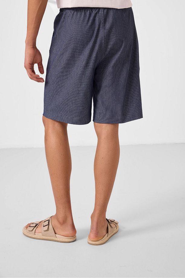 Kot Lacivert Standart Fit Dokuma Hafif Esnek Chino Erkek Şort - 81289 - 8