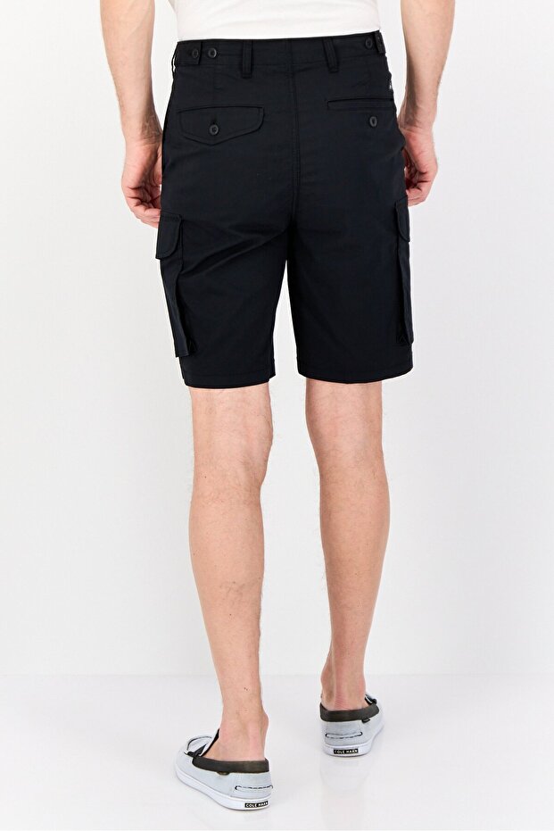 شورت كارجو سادة للرجال، أسود - 2
