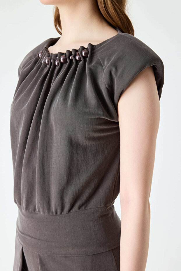 İnci detaylı örme bluz - 2