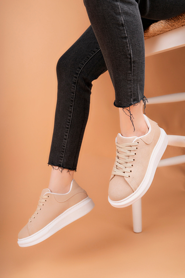 LT101 Krem Kadın Sneaker - 2