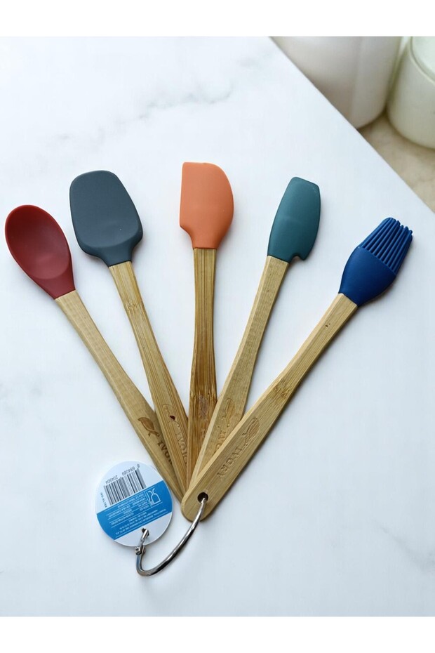 Bambu Saplı Silikon Mutfak Seti 5'li - 1