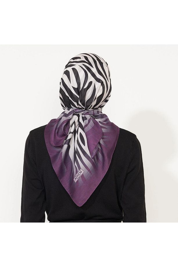 Hediyelik Zebra Desenli Dijital Elegance Pamuklu Eşarp Yazma (15 Adet) - 8