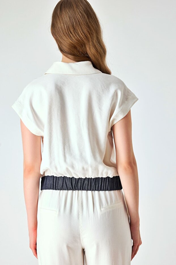 Denim mixli gömlek - 2