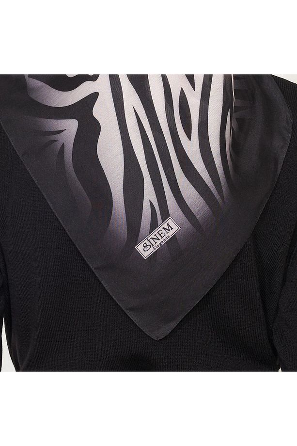 Hediyelik Zebra Desenli Dijital Elegance Pamuklu Eşarp Yazma (15 Adet) - 4
