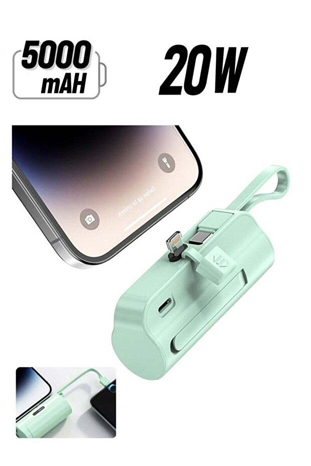 مزود طاقة صغير بسعة 5000 مللي أمبير/ساعة، شحن سريع بتقنية Pd 20 وات، واجهة مدمجة من النوع C/Apple - 1