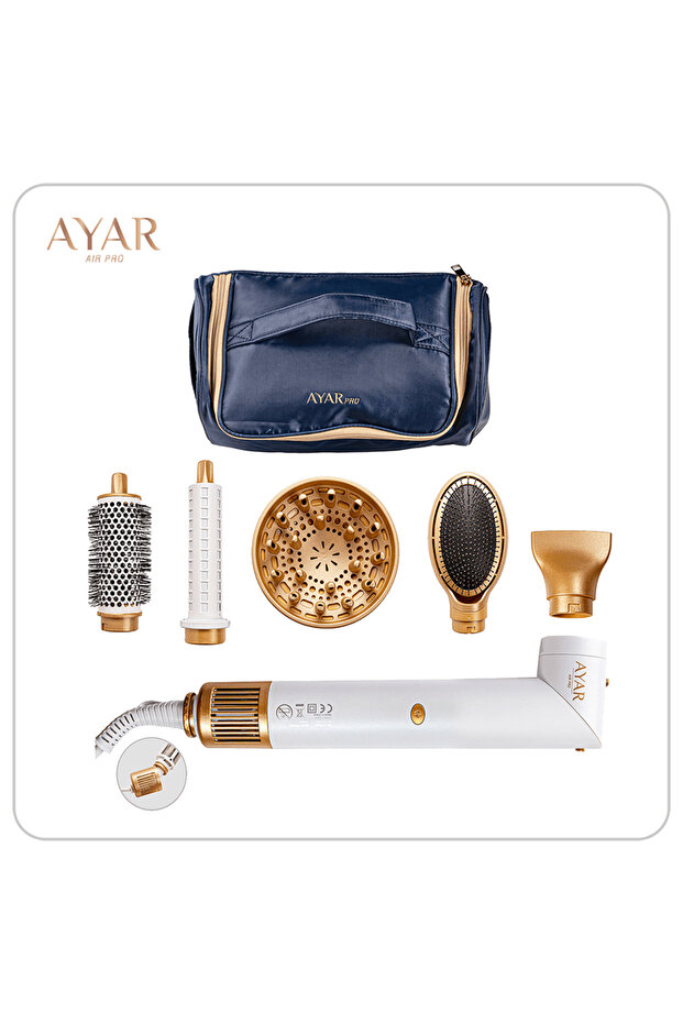 استشوار مجموعة AYAR Pro الاحترافية لتصفيف الشعر – أبيض