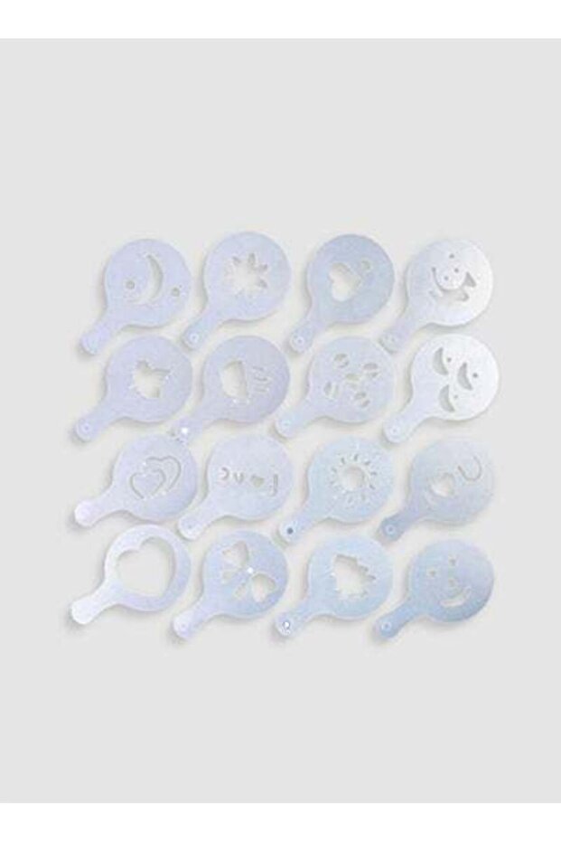 16-Piece Coffee Art Stencil Maker Clear 11x8x0.1centimeter