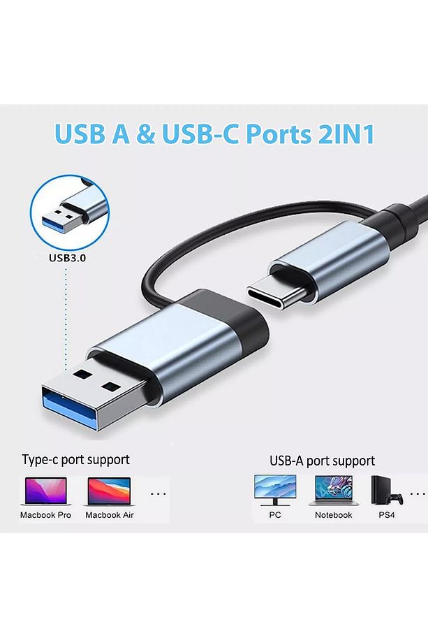 3122 8 Port Hub Usb 2.0/3.0 Çoğaltıcı Çoklayıcı Type C Audio 3.5 Tf Sd - 3