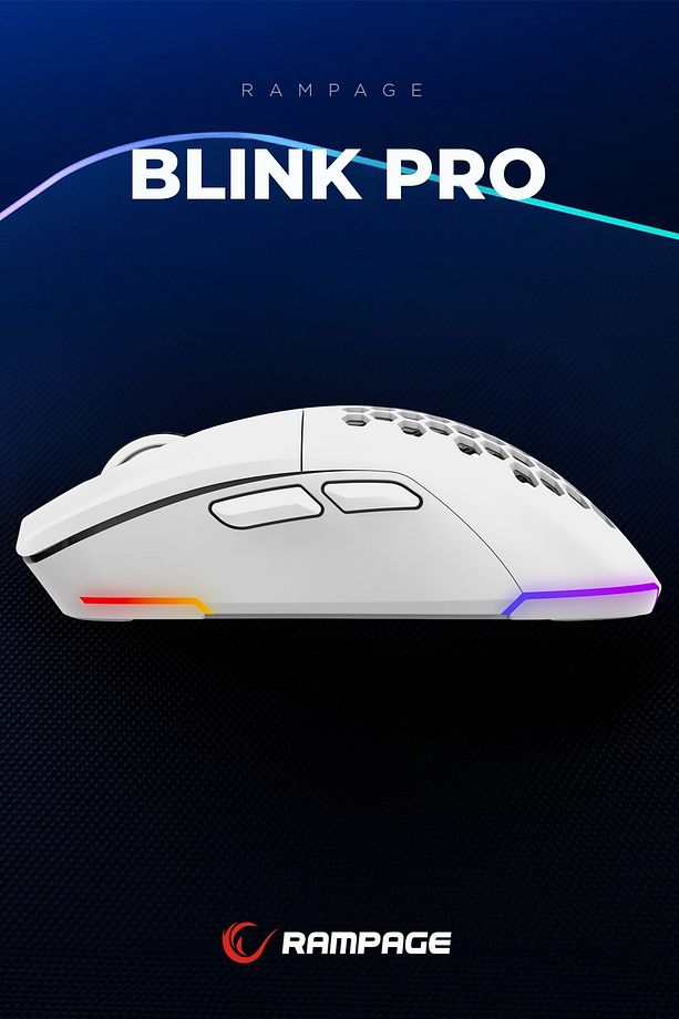 BlinkPro Bluetooth-Kablosuz-Kablolu Rgb Şarjlı 24000 Dpı 3311 Hafif Gaming Mouse Oyuncu Mouse Beyaz - 8