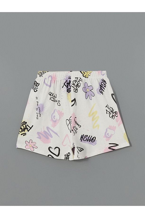 Bisiklet Yaka Kız Çocuk Şortlu Pijama Takımı (S5) - 7