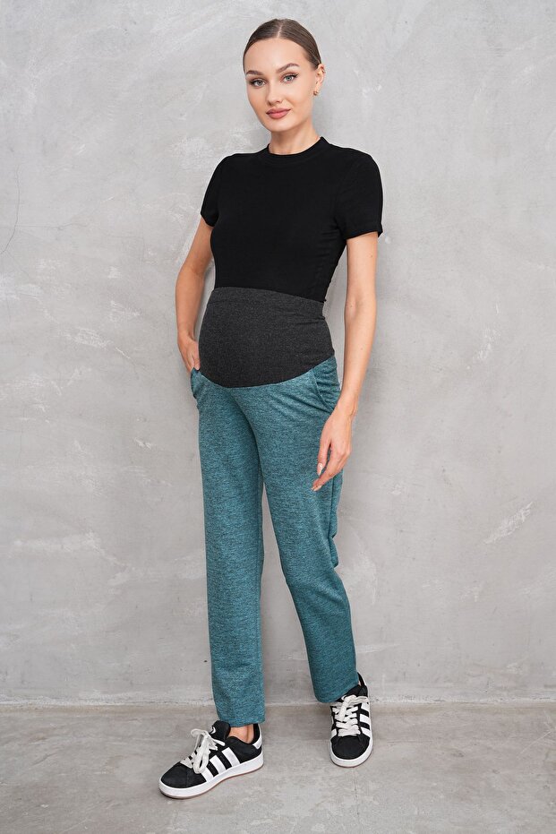 Petrol Black Waist Adjustable Maternity Sweatpants