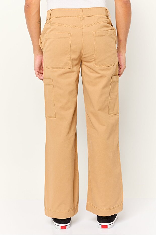 بنطلون كارجو سادة بقصّة عادية للرجال، بني - 3