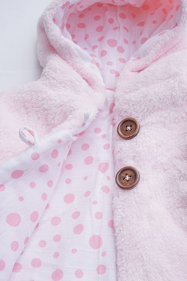 Kız Erkek Bebek Ve Çocuk Müslin Astarlı Kapüşonlu Peluş Hırka - 3