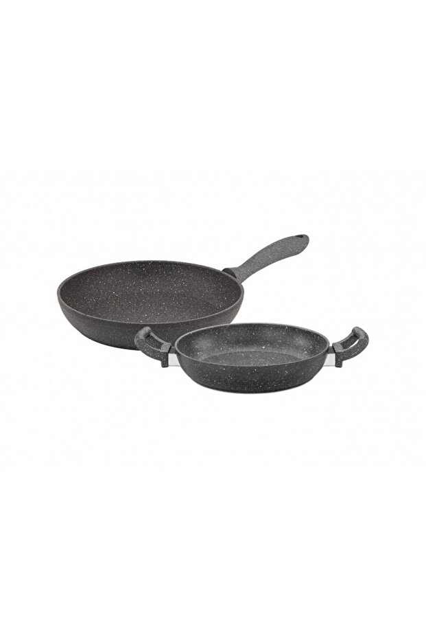 Granite 2-Piece Pan and Saucepan Set 28/20 cm Gray