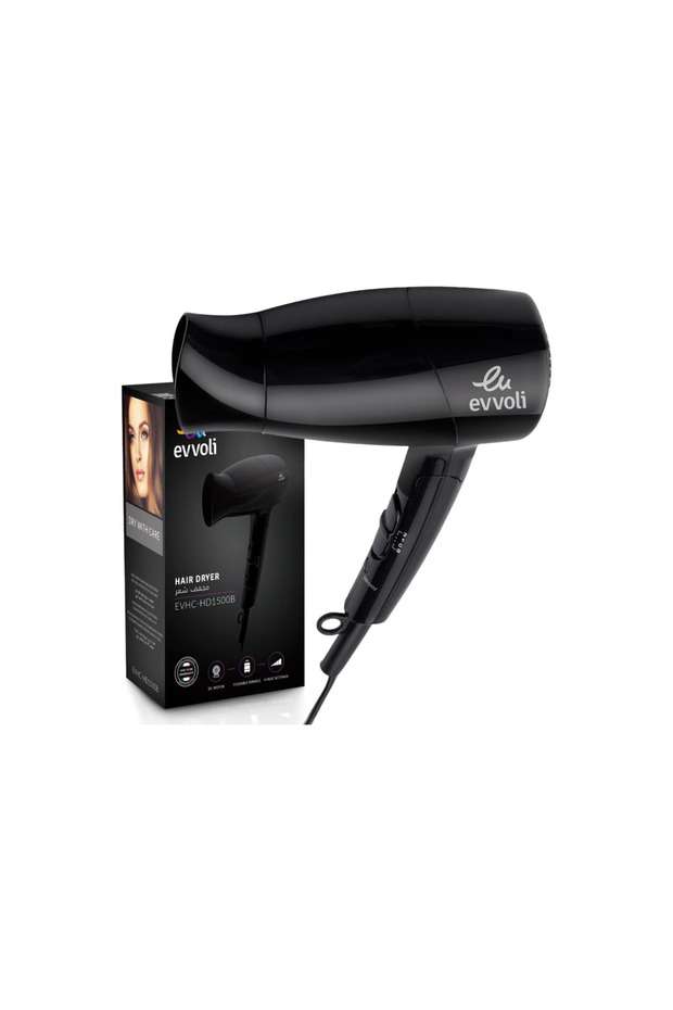 Hair Dryer, 1500W, DC Motor, 4 Position Slide Switch, Foldable Handle, EVHC-HD1500B