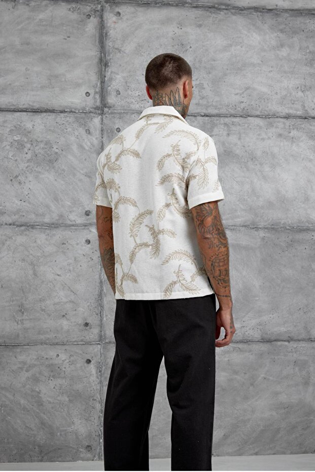 Brown Patterned Oversize Shirt - 6