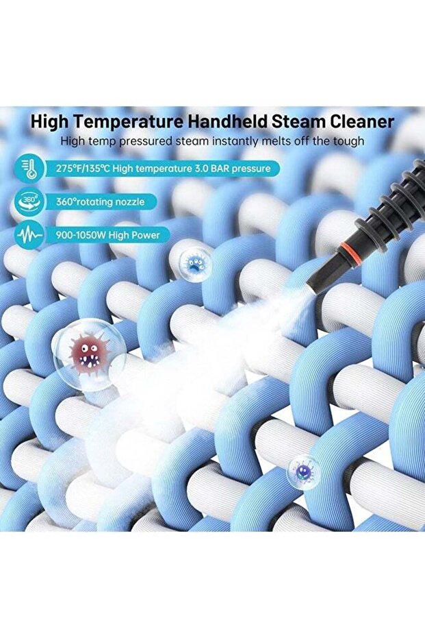 9-piece handheld steam cleaner set, 350 ml,1050W, fast heating, deep cleaning, with safety lock,blue - 5