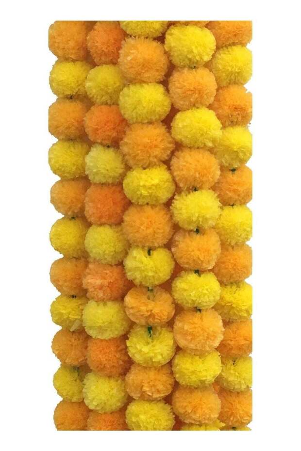 Shreeji 5 Pack Orange And Yellow Artificial Marigold Flower Garlands 5 Ft Each
