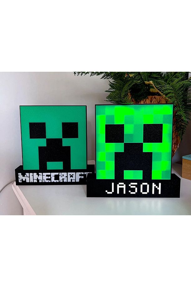 Minecraft Isme Özel Işık Kutusu - Masa Lambası - Dekor Lamba - Gece Lambası - 1