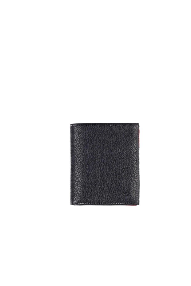 Men's Leather Wallet 501 - Black Red 2/8 Model
