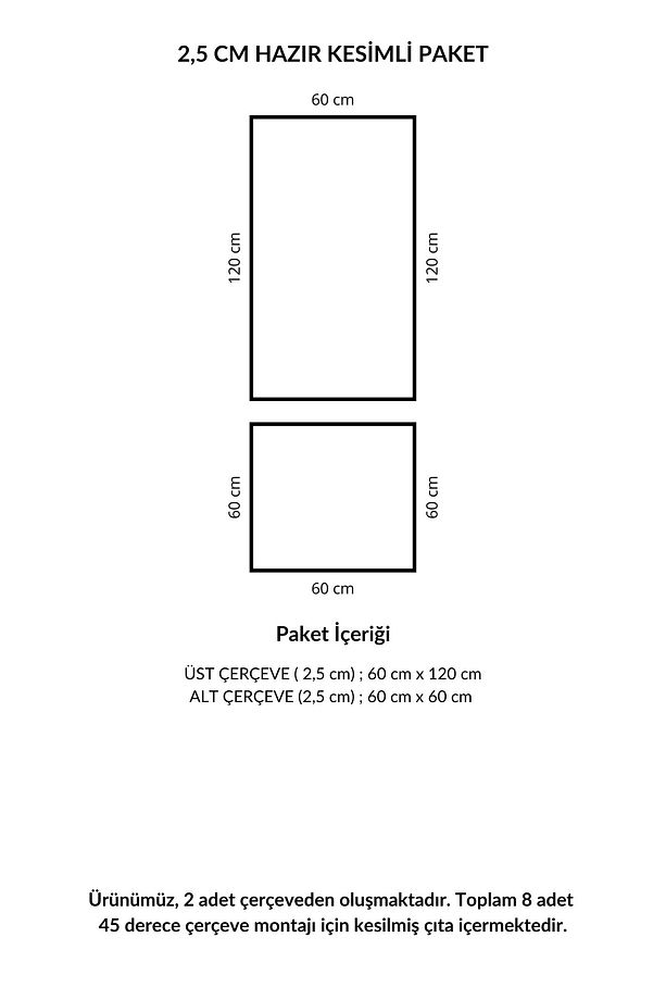 Dekoratif Boyanabilir Çerçeve Kesim 2.5cm Kendinden Yapışkanlı Duvar Çıtası Seti - 3