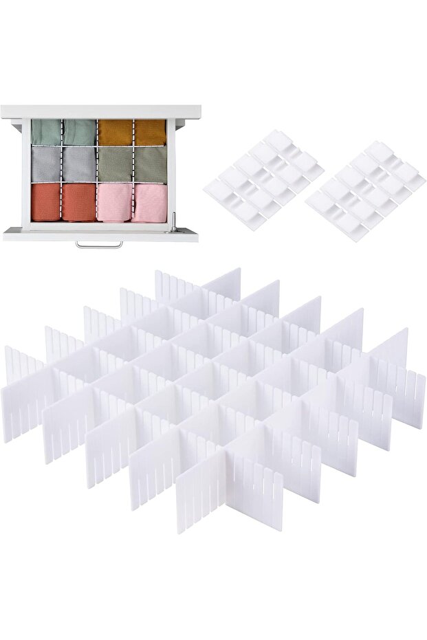 15PCS Adjustable Drawer Dividers for Clothes, Underwear, Makeup, Kitchen – 16" x 2.7" Organizers