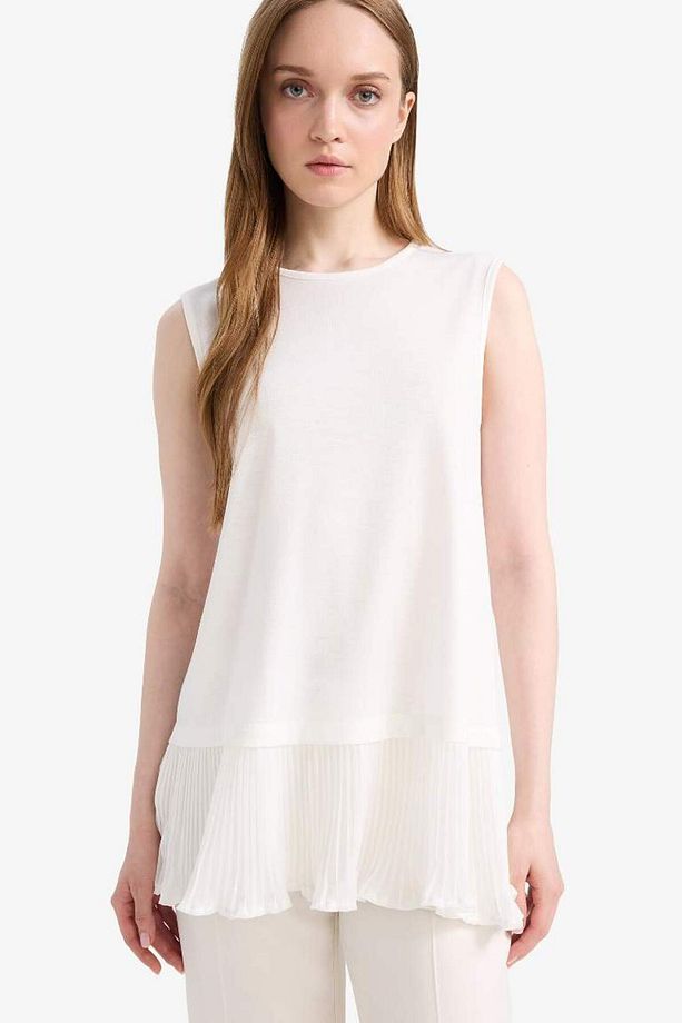 Regular Fit Bisiklet Yaka Basic Düz Kolsuz Tunik F4754ax25sp - 4