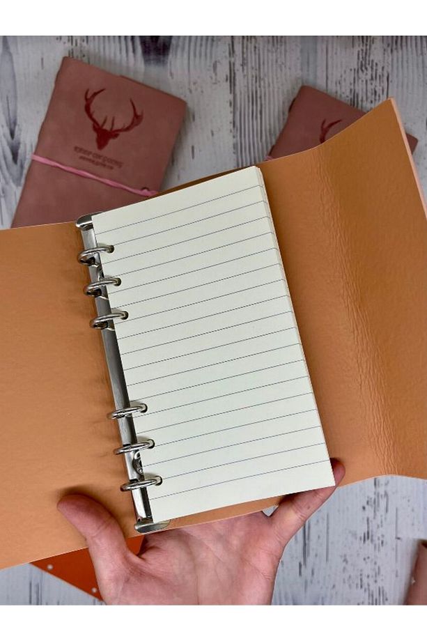 Keep On Going Binderli Deri Kapak Depolama Dosyalı Pembe Renk Özel Tasarım Ajanda/Notebook/Klasörlü - 4
