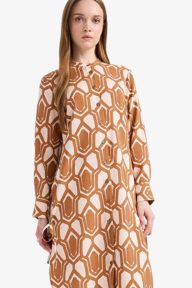 Regular Fit Deseneli Uzun Kollu Gömlek Tunik F2183ax25sm - 4