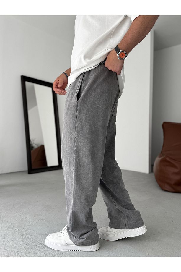 Antrasit Yıkamalı İnce Baggy Eşofman JJ-92 - 7
