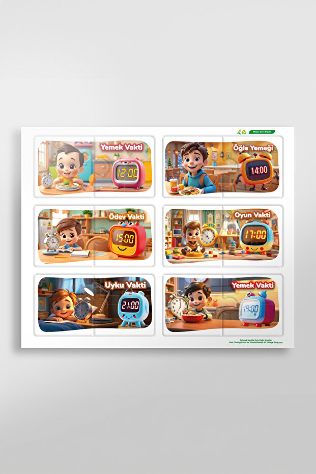 Eşleştirme Connect Puzzle - Zamanı Öğrenme Seti - Eğitici Puzzle - 3