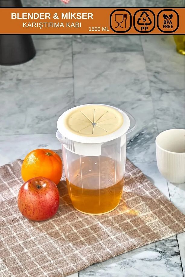 Kapaklı Mikser Blender Kabı Sıçratmayan Çırpma Mikser Kabı - 1