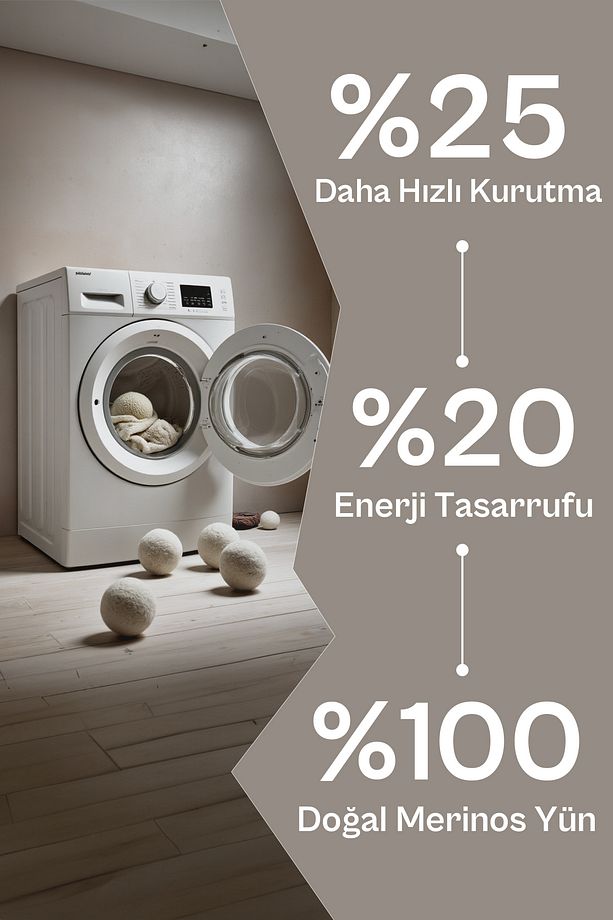 Kurutma Topu Xl 3 Adet %100 Doğal Yün - 3 Adet Top, Kese, Çam Yağı Hediyeli - 7
