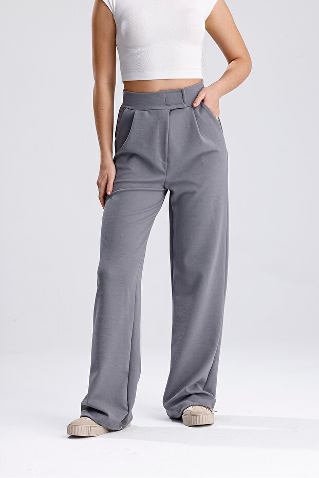 Women's Stretch Fabric Hook-and-Loop Waist Closure Palazzo Pants