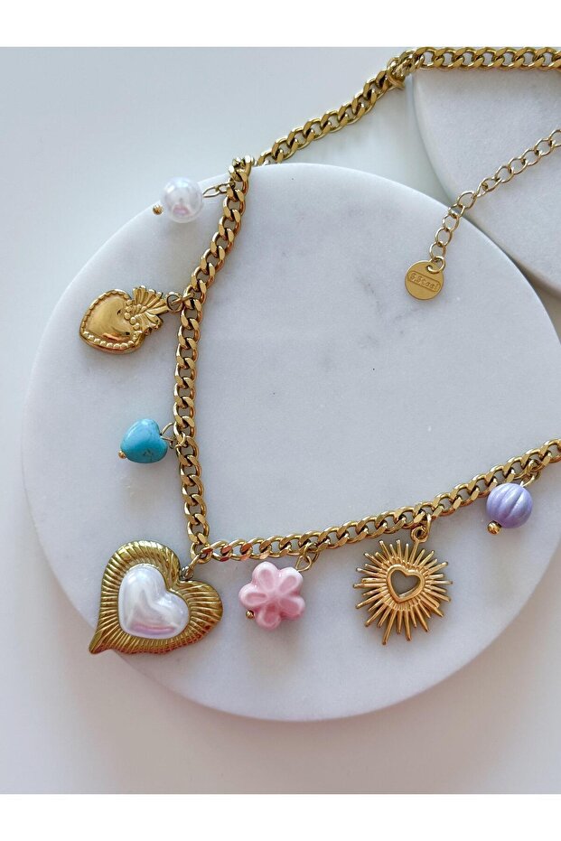 Çelik Kalp Charm Kolye - 2