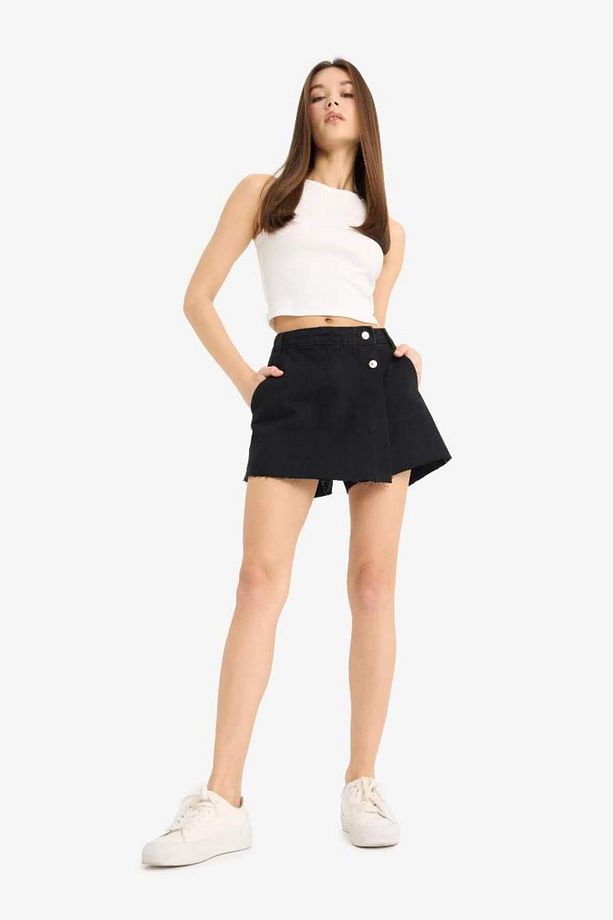 Yüksek Bel Cepli Mini Jean Şort Etek E4696ax25sm - 3