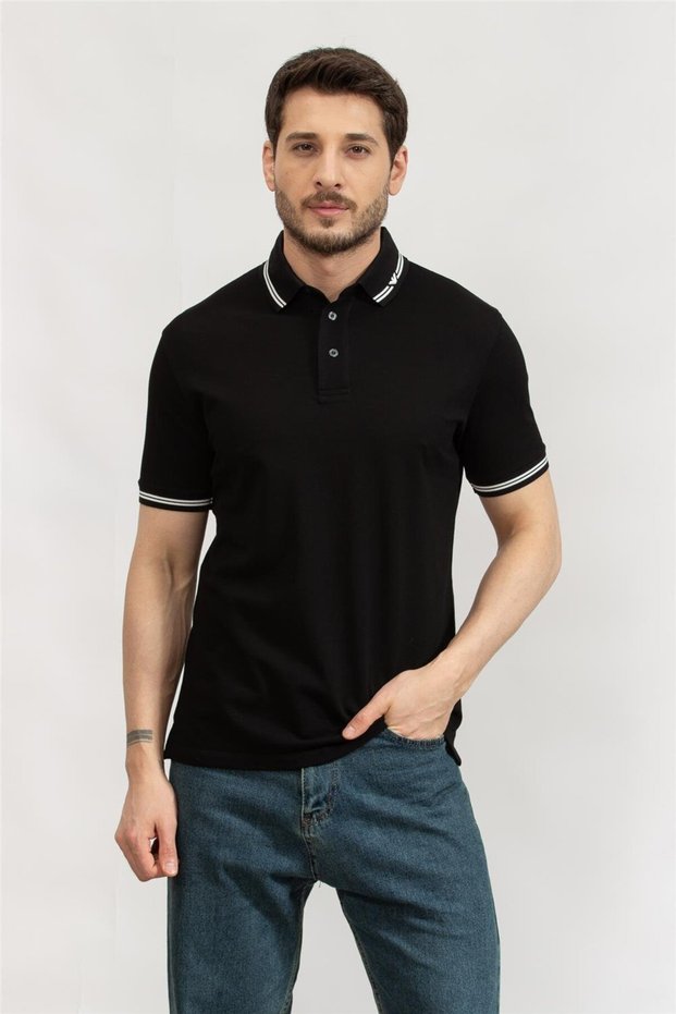 Men's Polo Neck T-Shirt Black