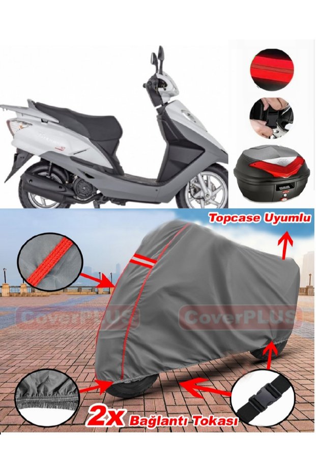 Mondial 100 Nt Turquoise Rear Bag Compatible Motor Tarpaulin Motorcycle Tarpaulin Red Stitched Gray