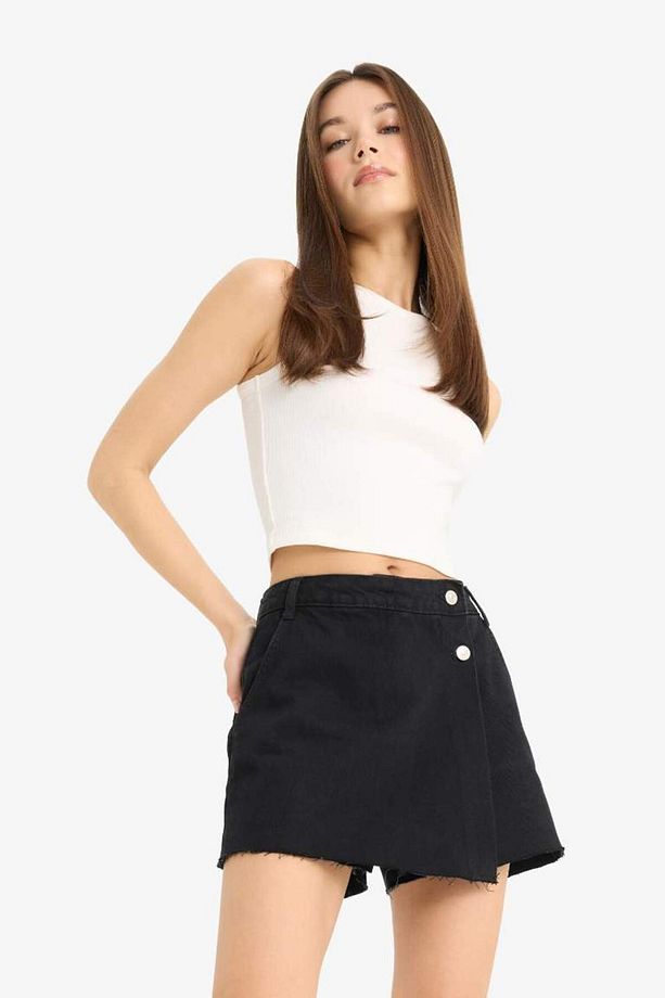 Yüksek Bel Cepli Mini Jean Şort Etek E4696ax25sm - 4