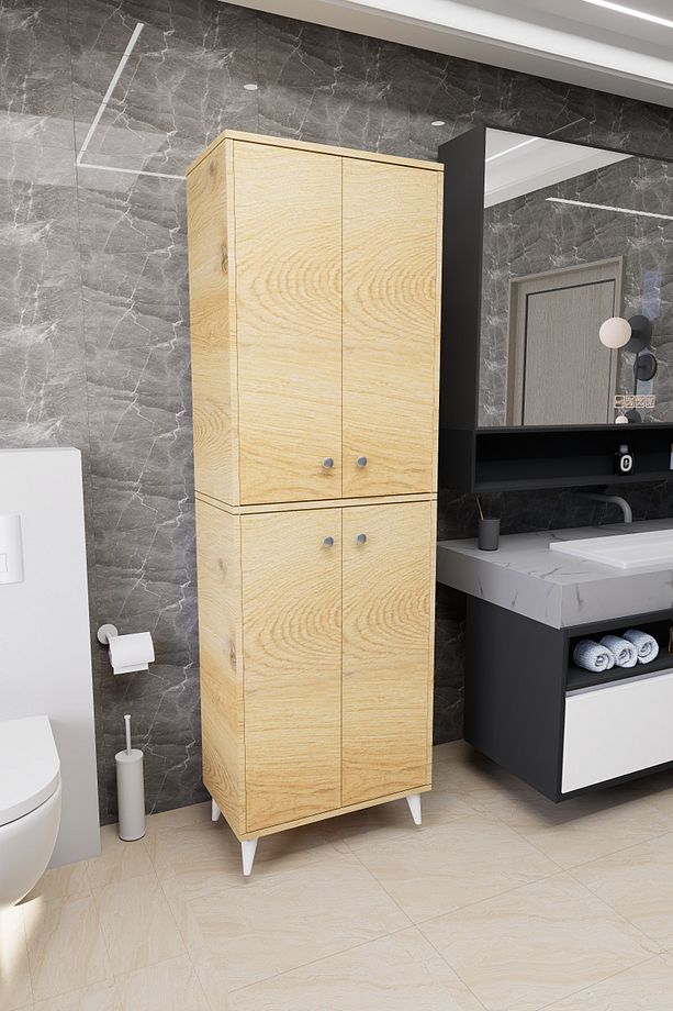 Furex 6 Raflı 4 Kapaklı Çok Amaçlı Banyo Dolabı Rivoli - 6